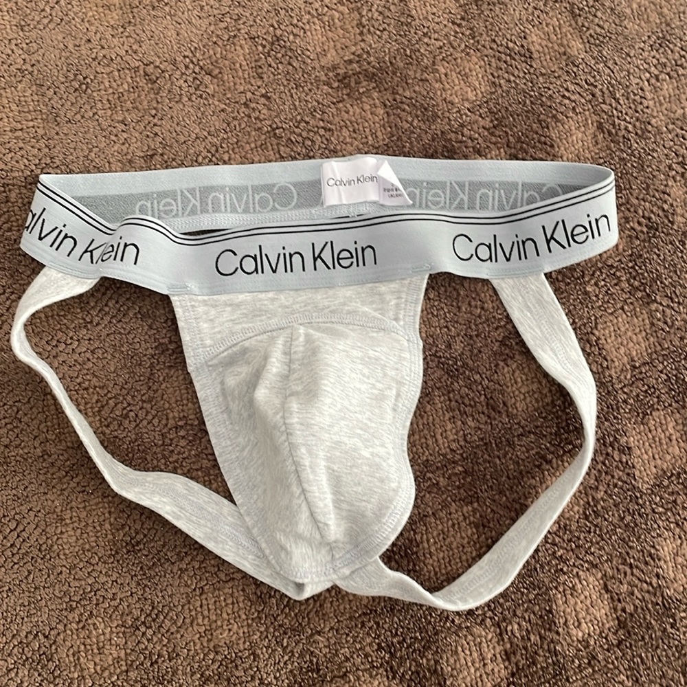 Calvin Klein mens medium athletic jock strap plus bonus used baskit small jock